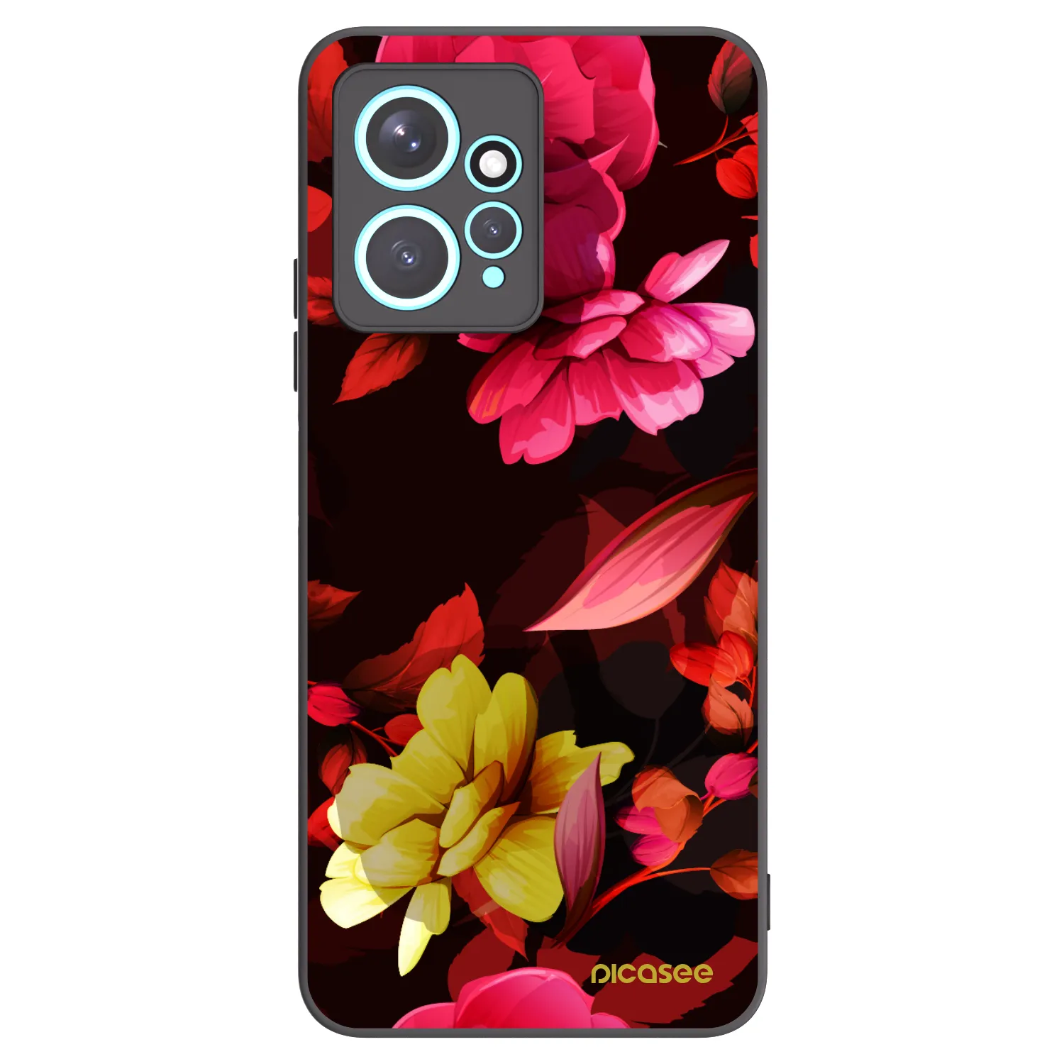 Picasee Μαύρη θήκη σιλικόνης για Xiaomi Redmi Note 12 4G - Dark Peonny