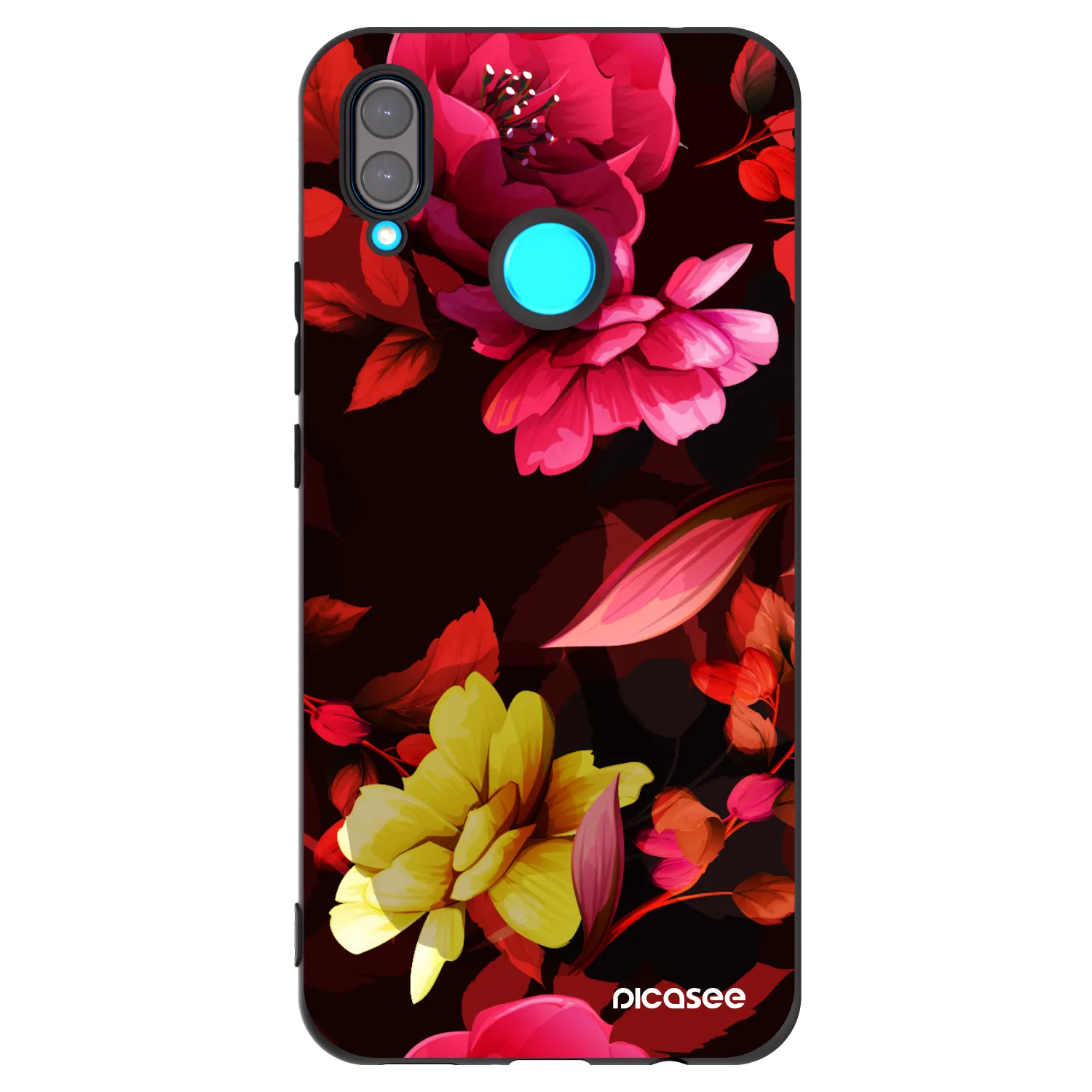 Picasee Μαύρη θήκη σιλικόνης για Huawei Nova 3 - Dark Peonny