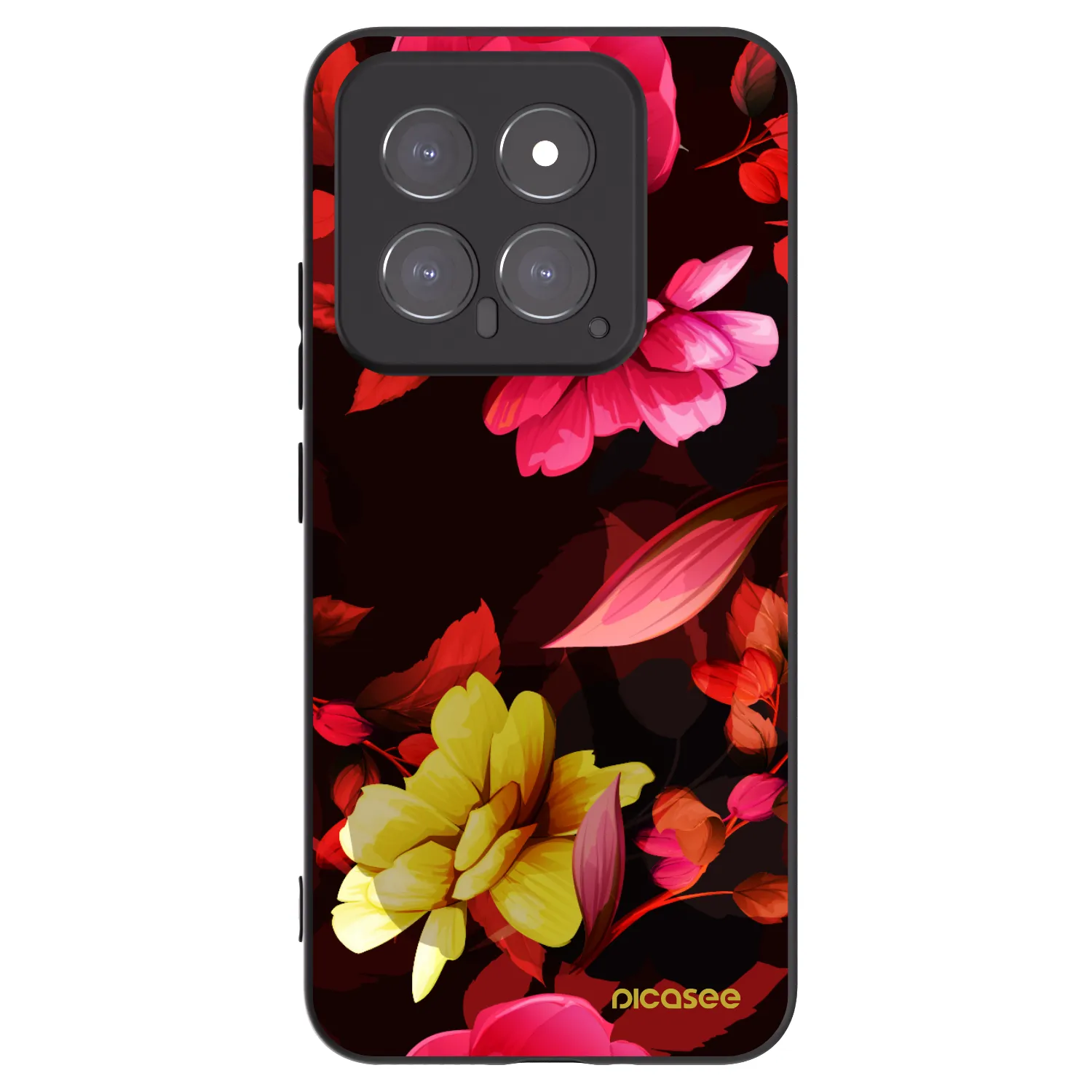 Picasee Μαύρη θήκη σιλικόνης για Xiaomi 14 - Dark Peonny