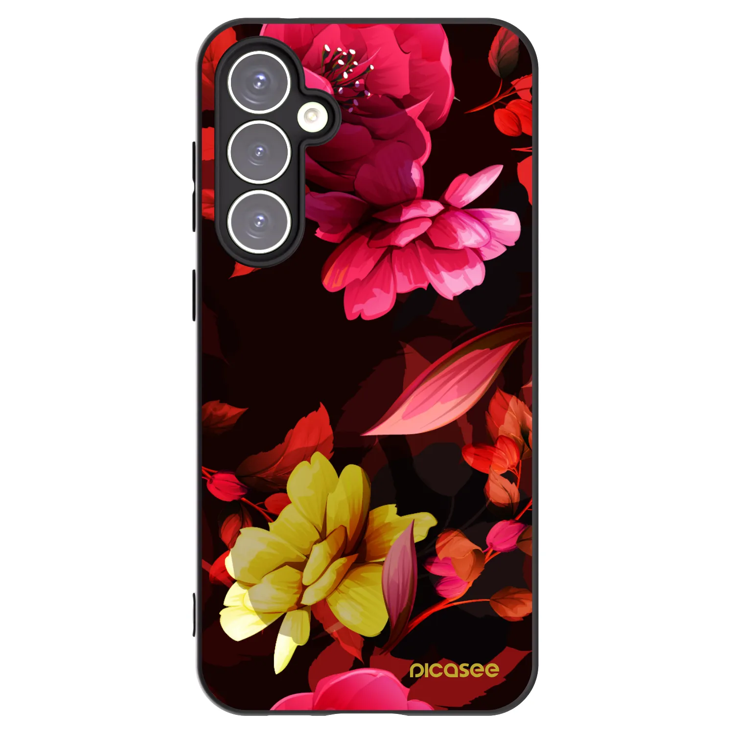 Picasee Μαύρη θήκη σιλικόνης για Samsung Galaxy S23 FE S711B - Dark Peonny