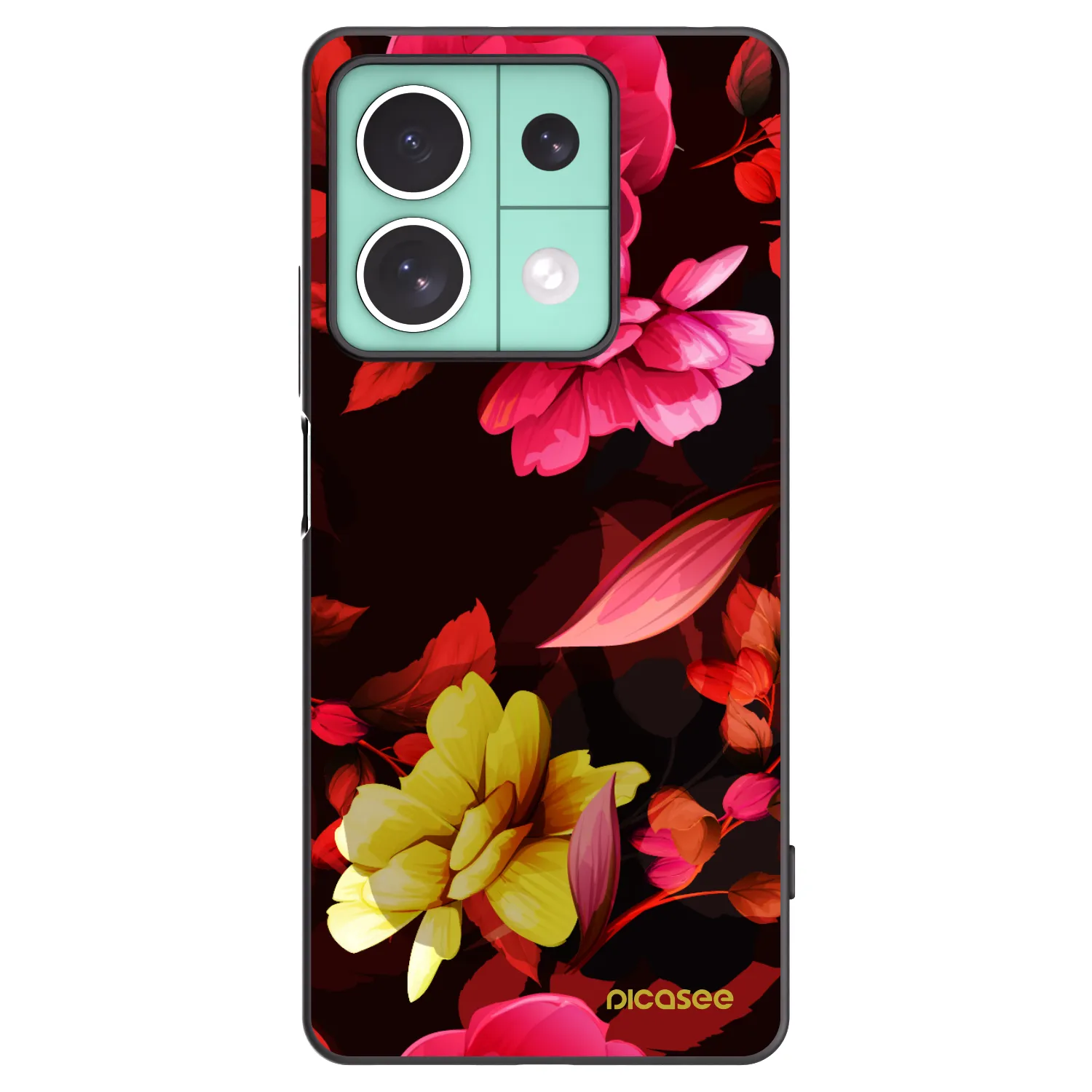 Picasee Μαύρη θήκη σιλικόνης για Xiaomi Redmi Note 13 5G - Dark Peonny