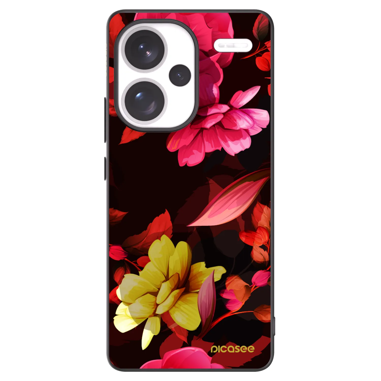 Picasee Μαύρη θήκη σιλικόνης για Xiaomi Redmi Note 13 Pro+ 5G - Dark Peonny
