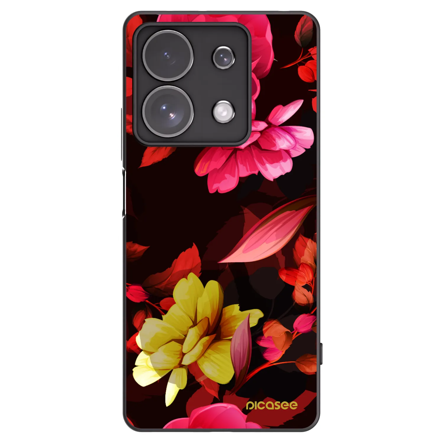 Picasee Μαύρη θήκη σιλικόνης για Xiaomi Redmi Note 13 Pro 4G - Dark Peonny