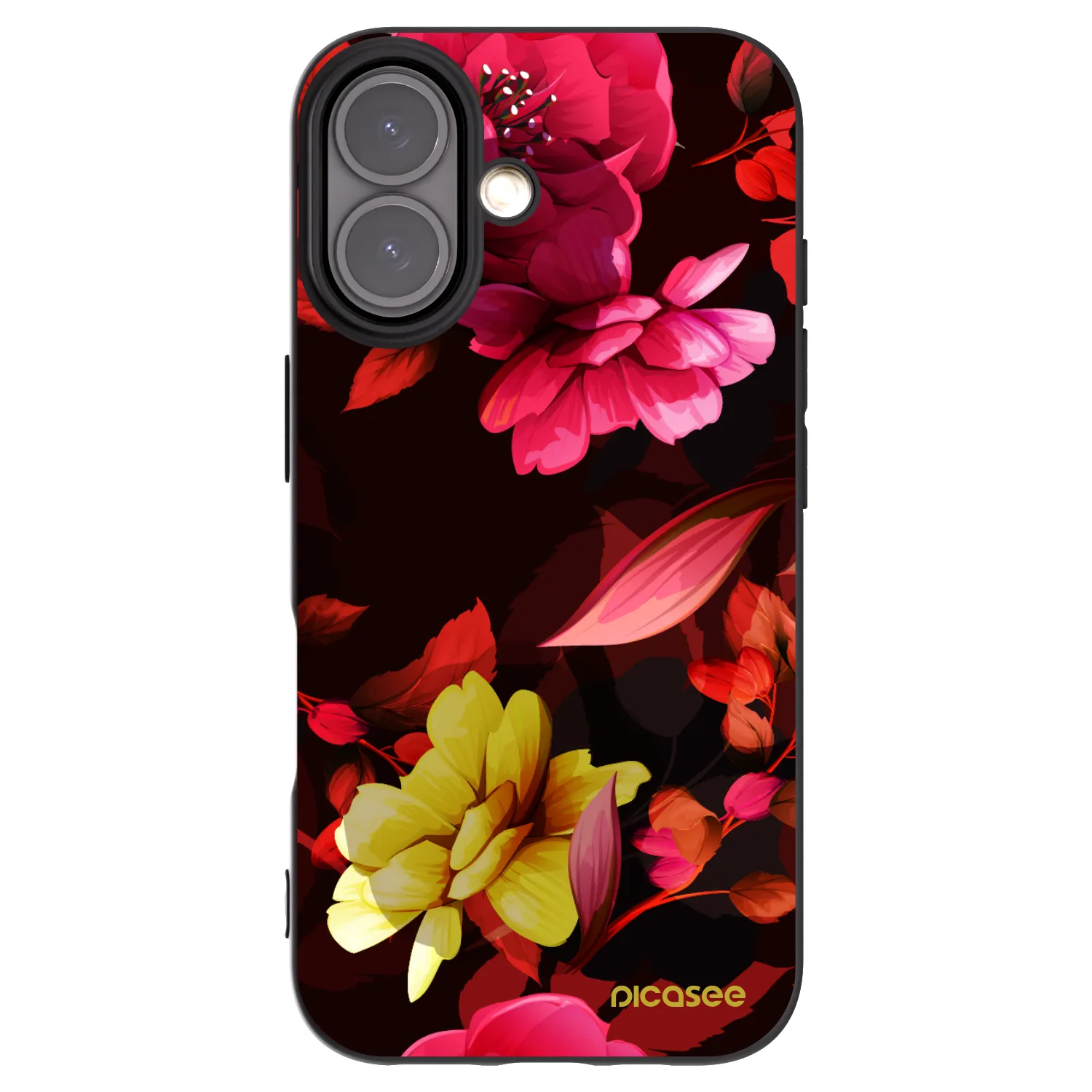 Picasee Μαύρη θήκη σιλικόνης για Apple iPhone 16 - Dark Peonny