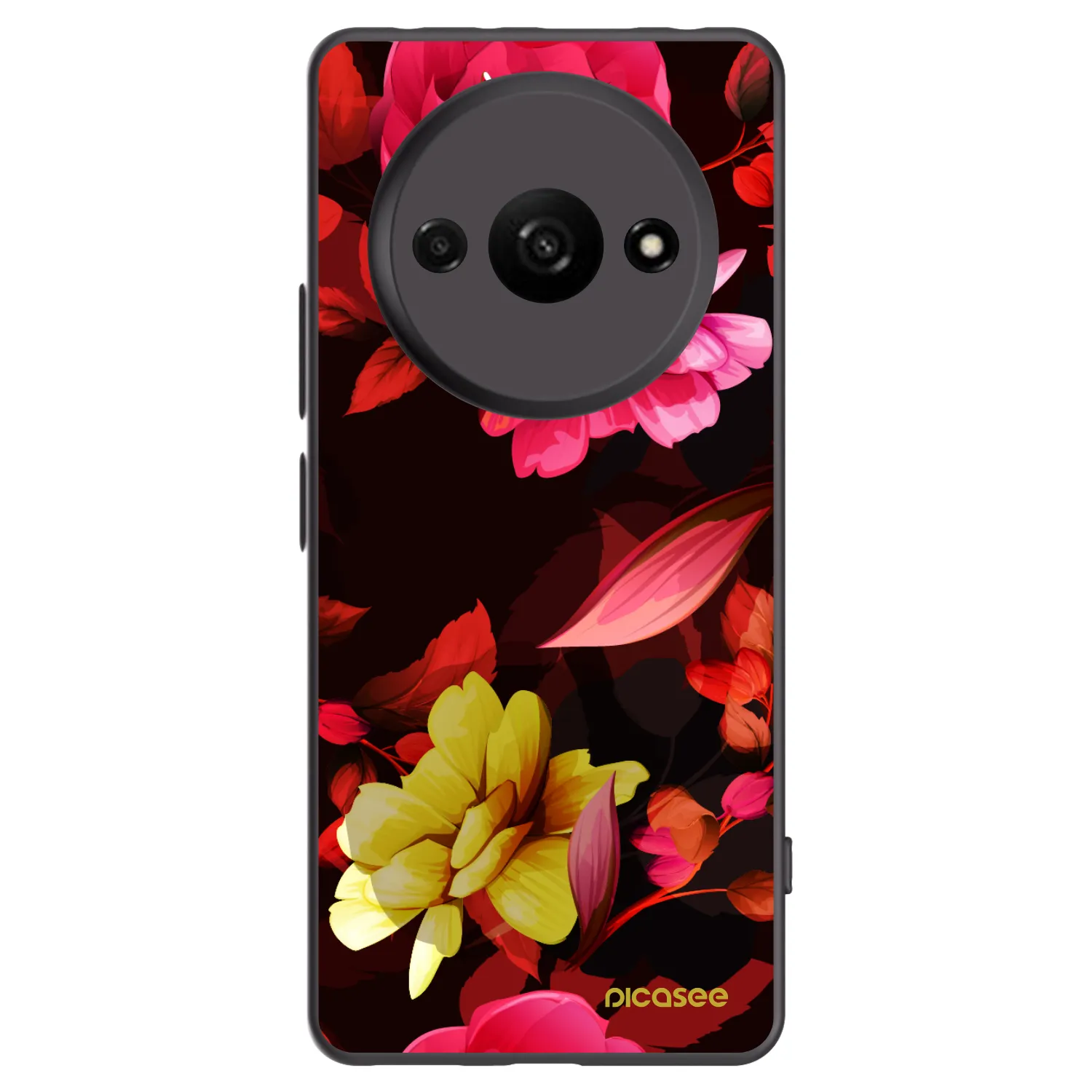 Picasee Μαύρη θήκη σιλικόνης για Xiaomi Redmi A3 - Dark Peonny