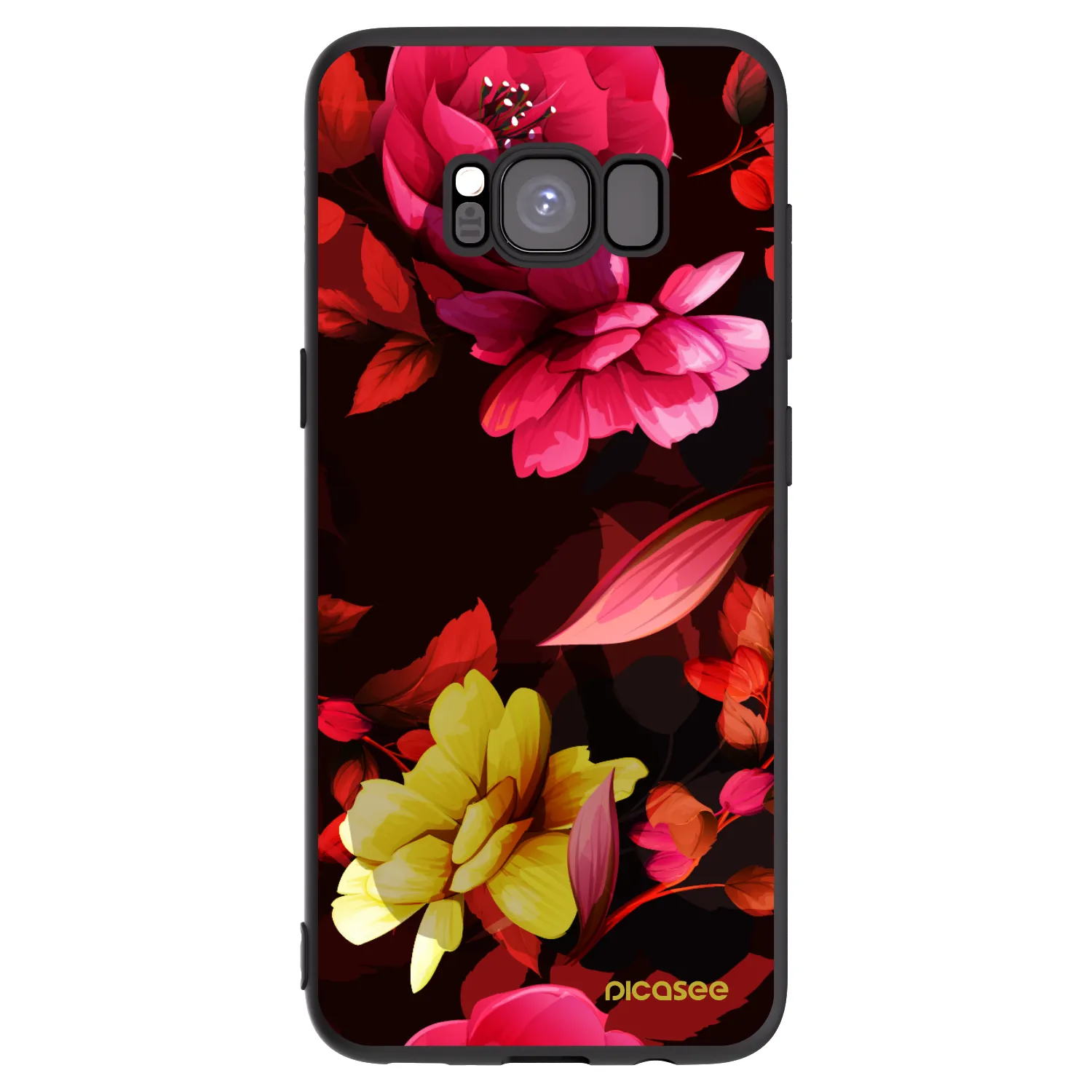 Picasee Μαύρη θήκη σιλικόνης για Samsung Galaxy S8 G950F - Dark Peonny