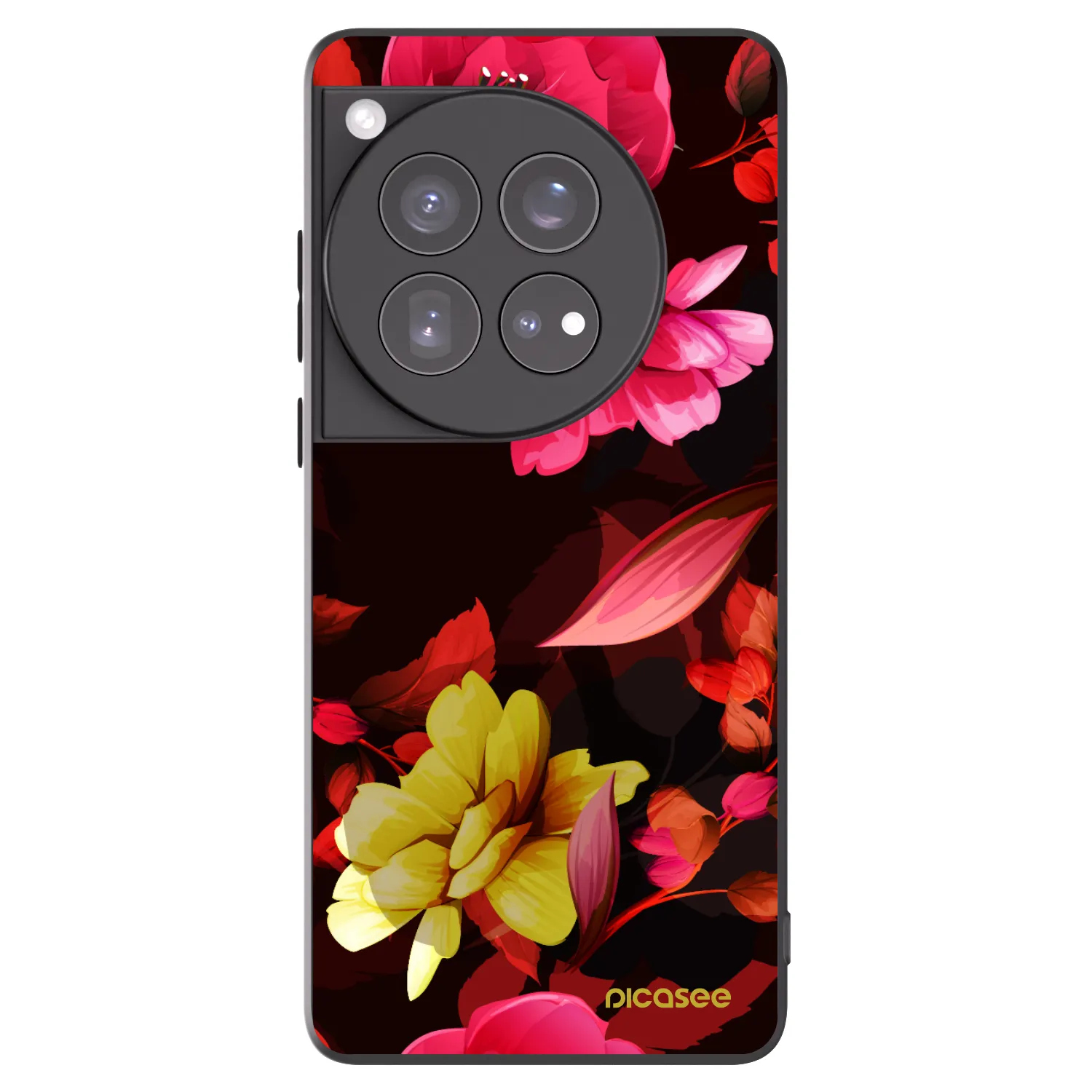 Picasee Μαύρη θήκη σιλικόνης για OnePlus 12 5G - Dark Peonny