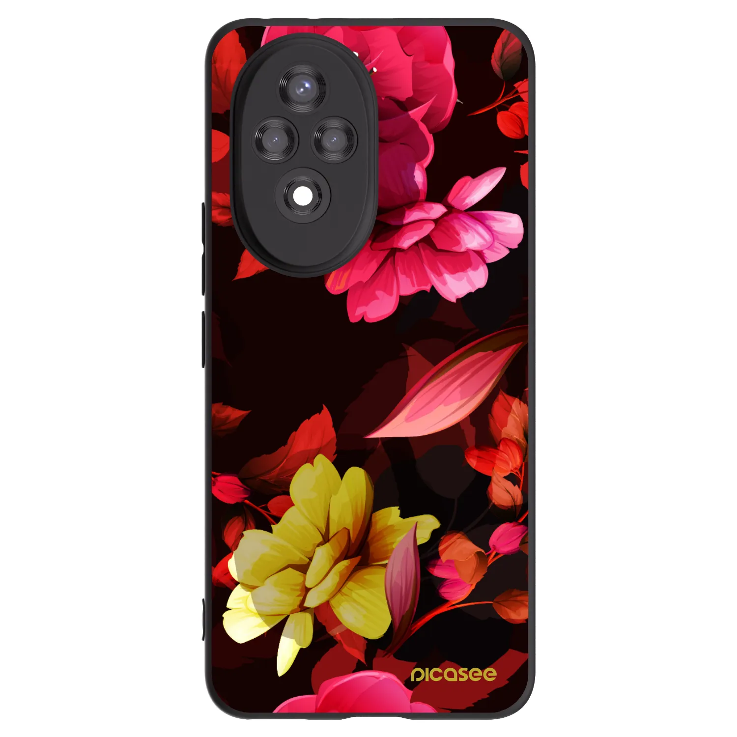 Picasee Μαύρη θήκη σιλικόνης για Honor 200 Pro 5G - Dark Peonny