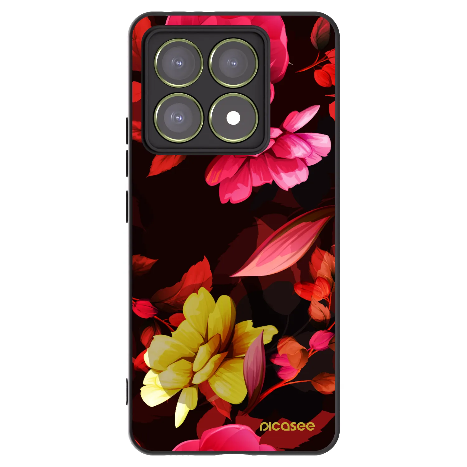 Picasee Μαύρη θήκη σιλικόνης για Xiaomi 14T - Dark Peonny