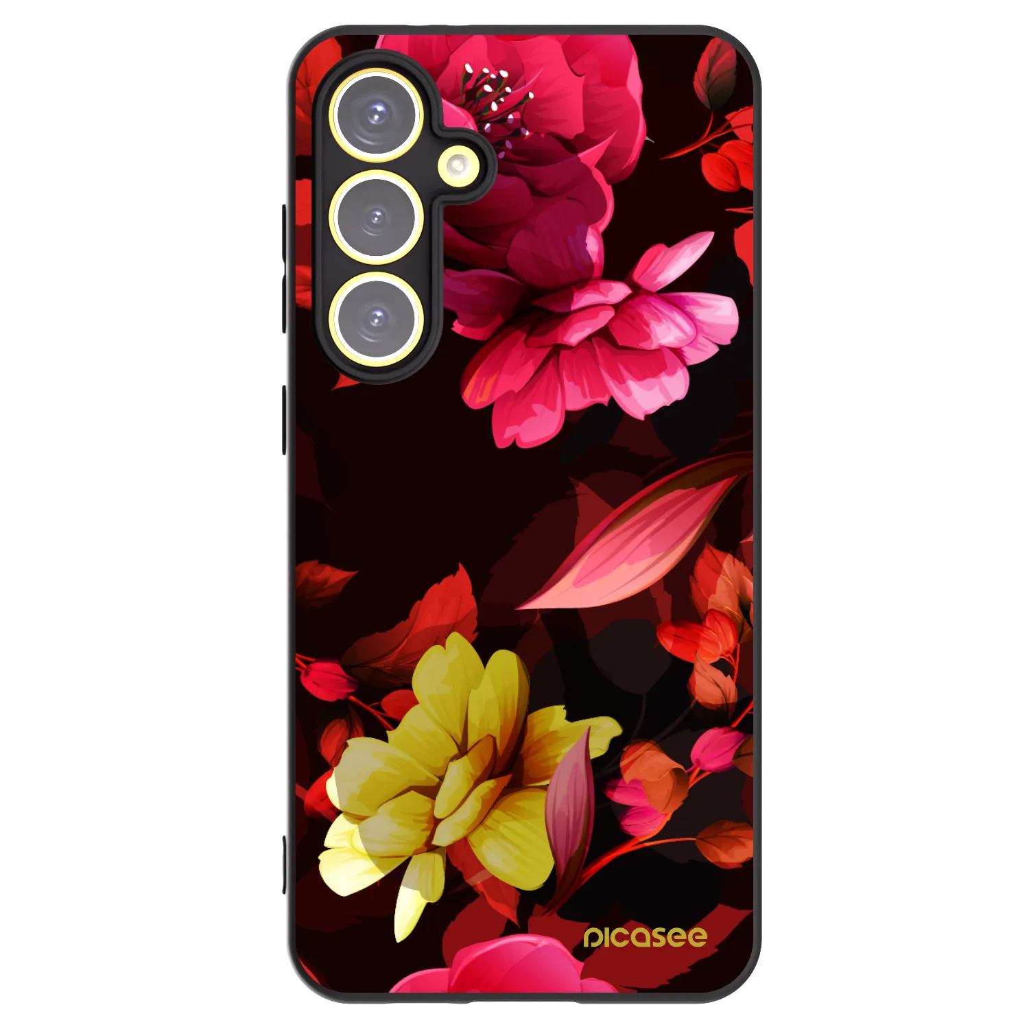 Picasee Μαύρη θήκη σιλικόνης για Samsung Galaxy S24 FE S721B - Dark Peonny