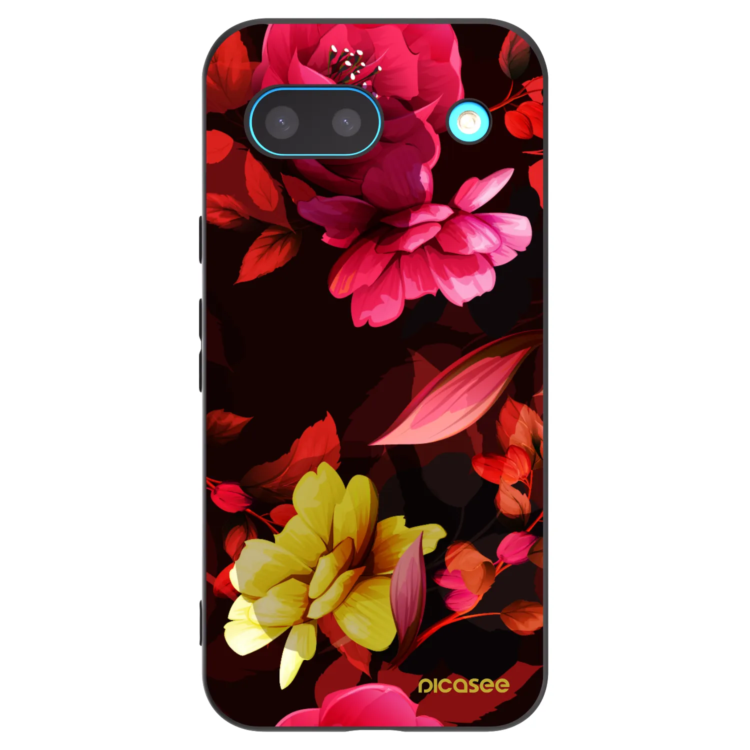 Picasee Μαύρη θήκη σιλικόνης για Google Pixel 8 - Dark Peonny