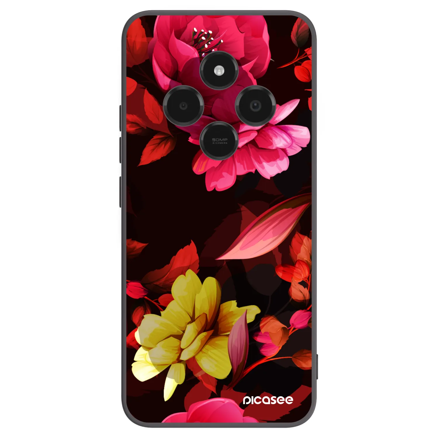 Picasee Μαύρη θήκη σιλικόνης για Xiaomi Poco C75 - Dark Peonny
