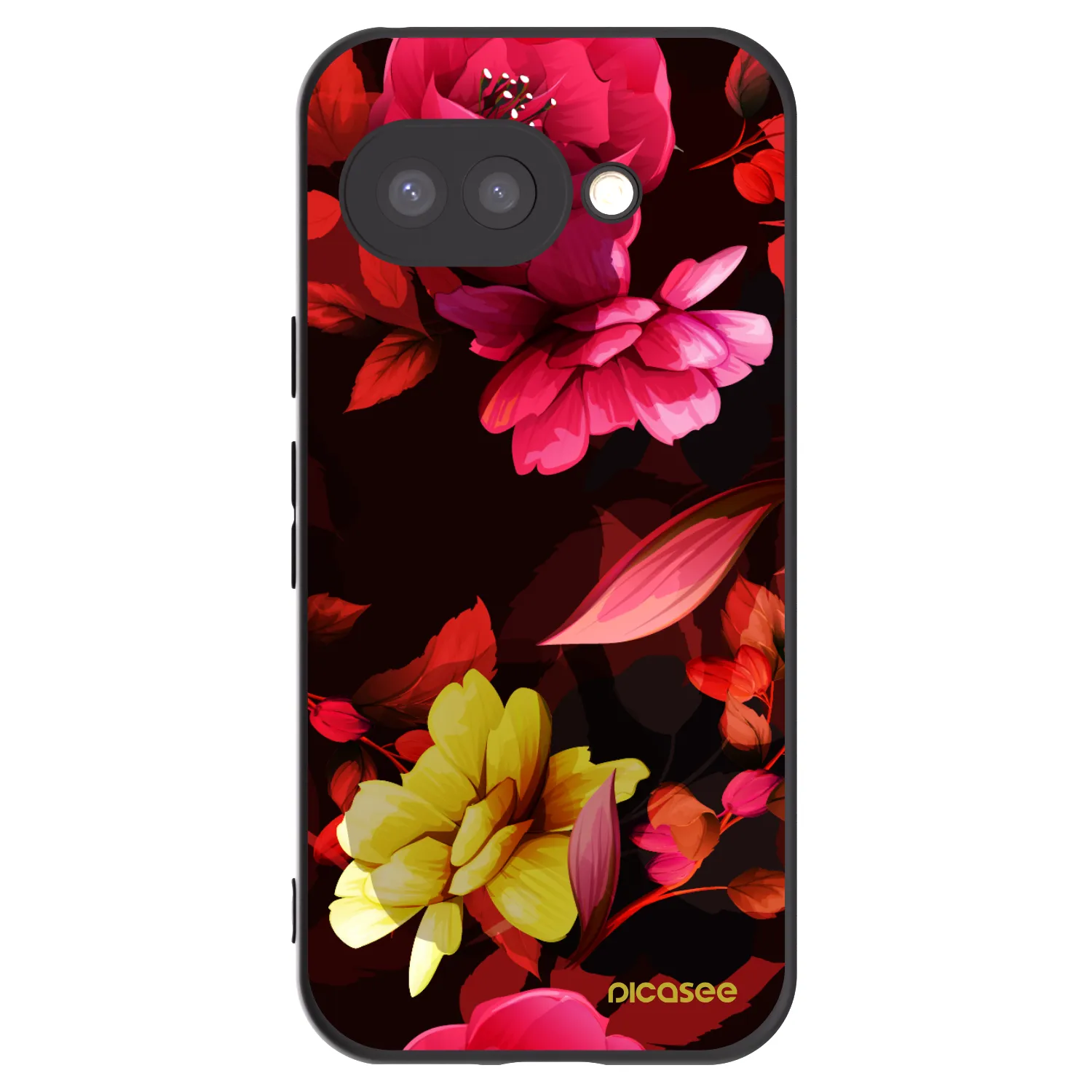 Picasee Μαύρη θήκη σιλικόνης για Google Pixel 9a - Dark Peonny