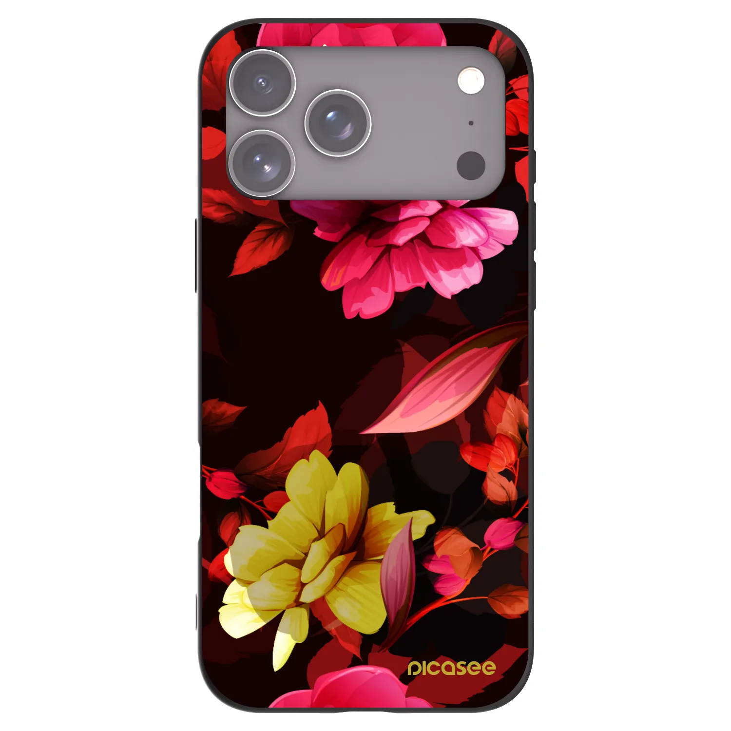 Picasee Μαύρη θήκη σιλικόνης για Apple iPhone 17 Pro Max - Dark Peonny