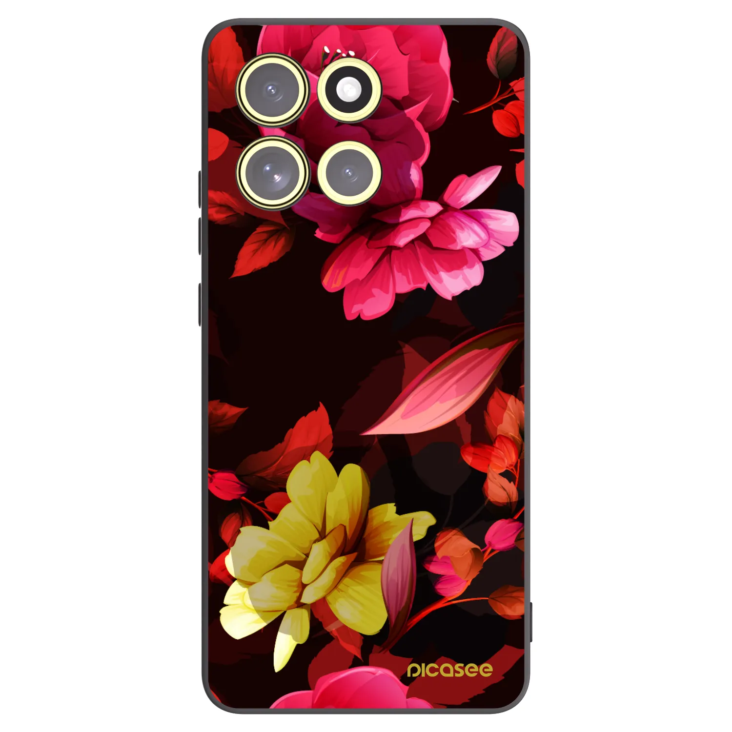 Picasee Μαύρη θήκη σιλικόνης για Motorola Moto G86 5G - Dark Peonny