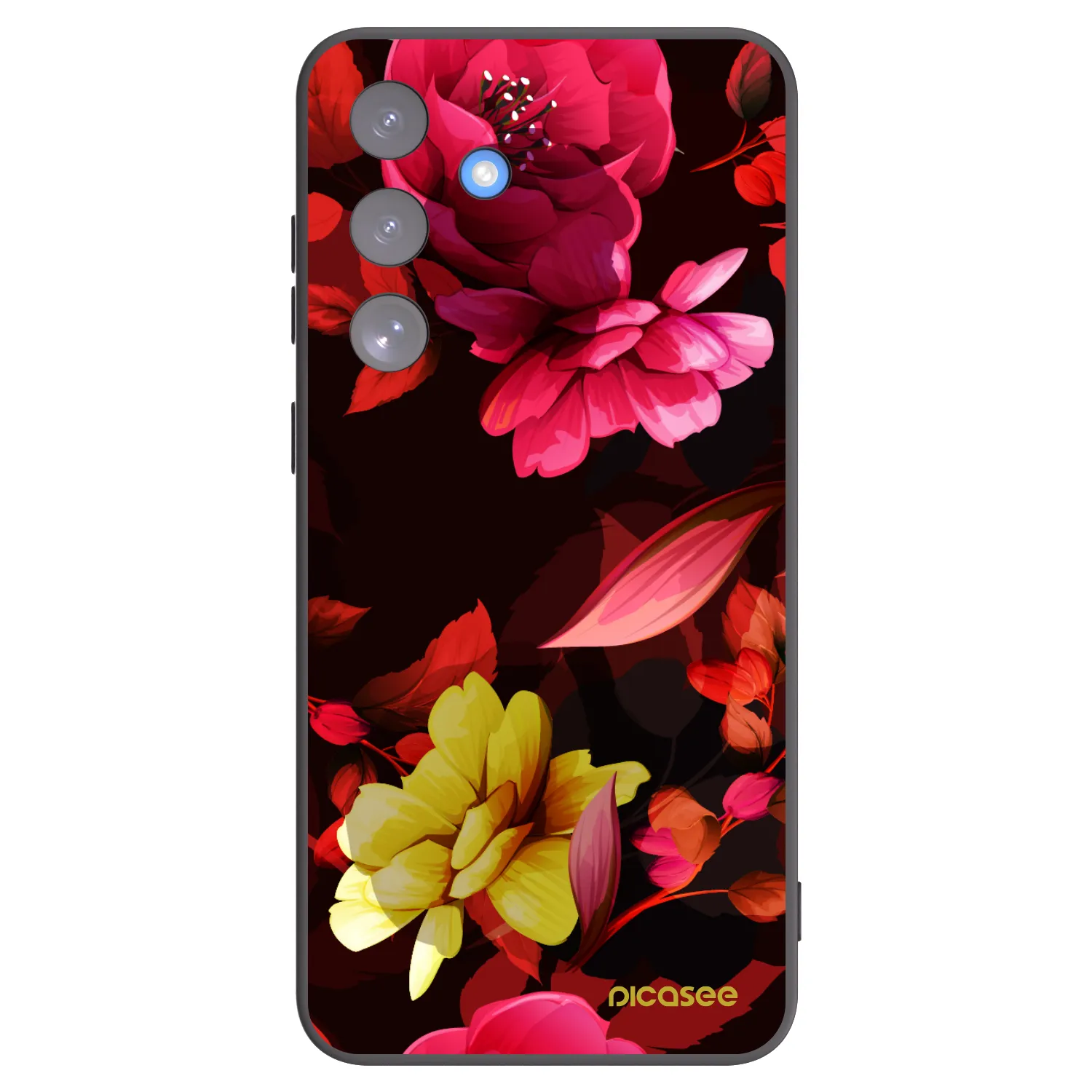 Picasee Μαύρη θήκη σιλικόνης για Samsung Galaxy S25 FE 5G - Dark Peonny