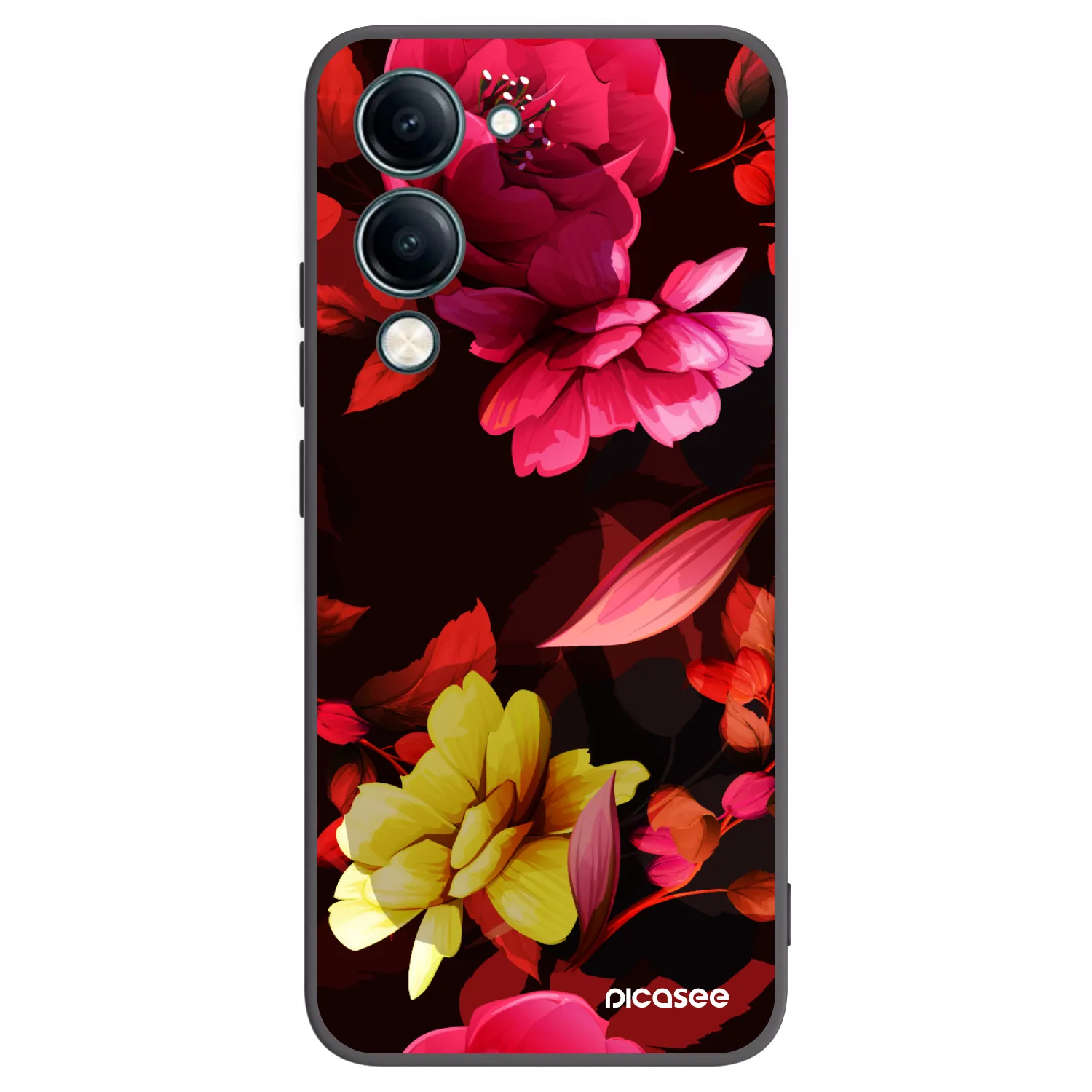 Picasee Μαύρη θήκη σιλικόνης για Vivo Y29s 5G - Dark Peonny