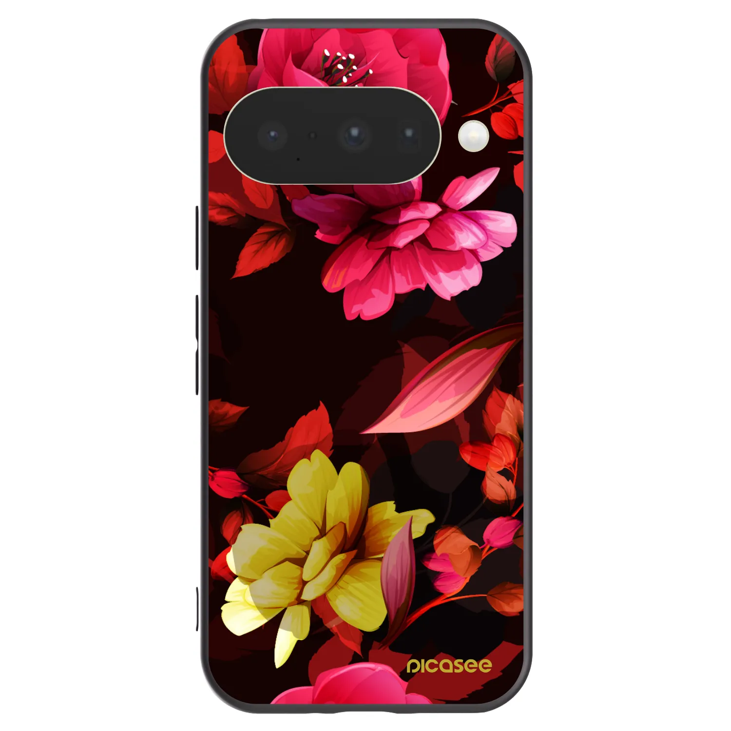 Picasee Μαύρη θήκη σιλικόνης για Google Pixel 10 - Dark Peonny