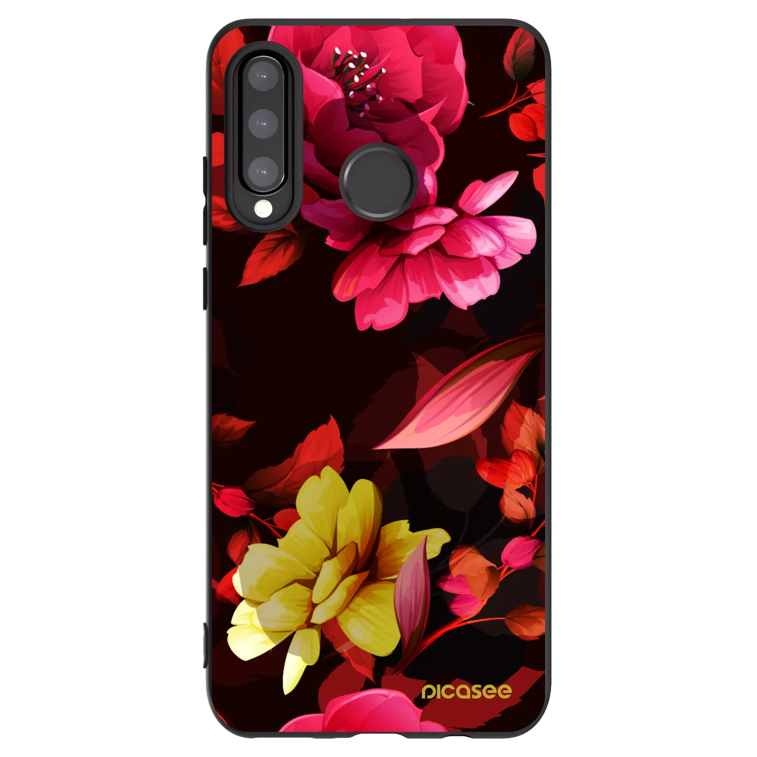 Picasee Μαύρη θήκη σιλικόνης για Huawei P30 Lite - Dark Peonny