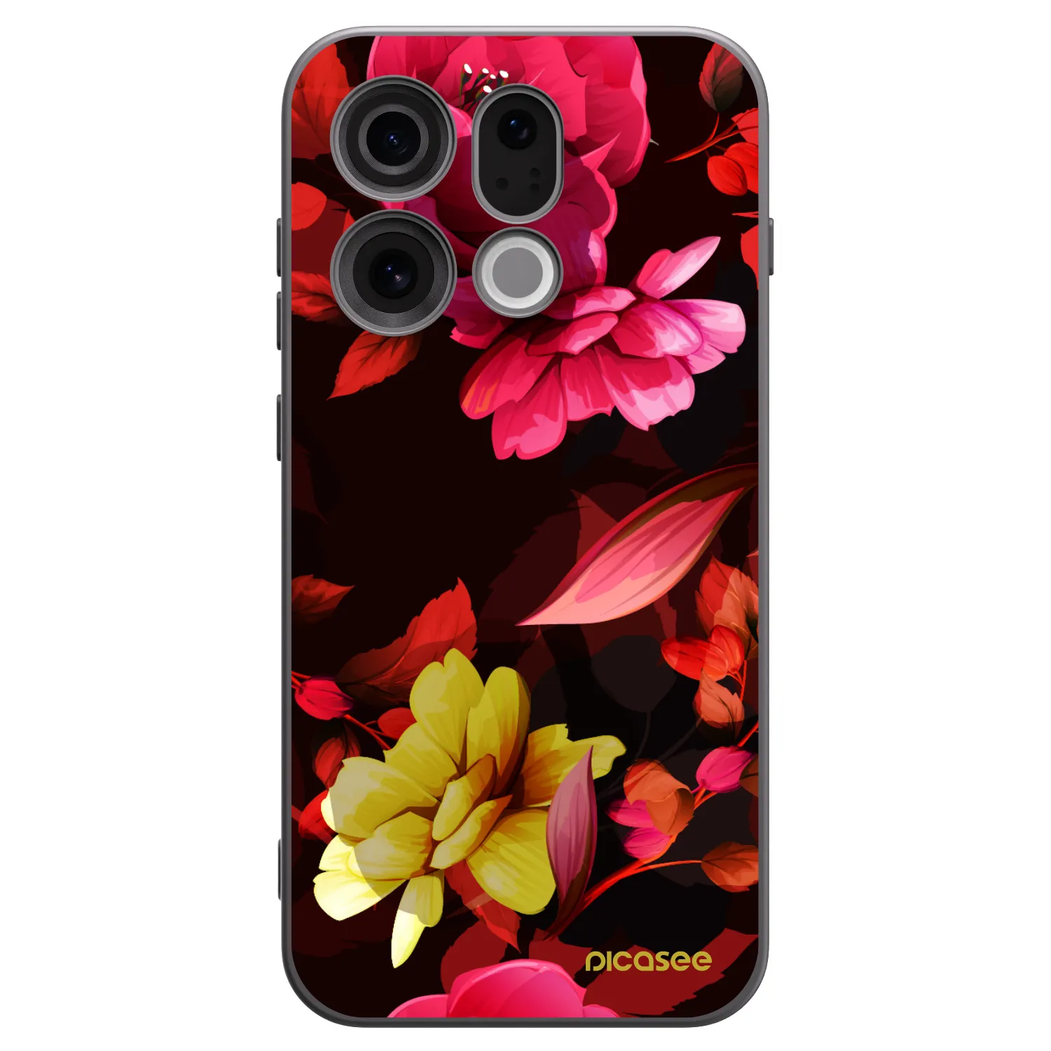 Picasee Μαύρη θήκη σιλικόνης για OPPO Find X9 - Dark Peonny