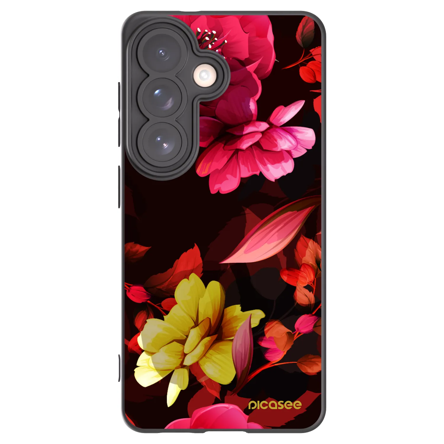 Picasee Μαύρη θήκη σιλικόνης για Samsung Galaxy S26 - Dark Peonny