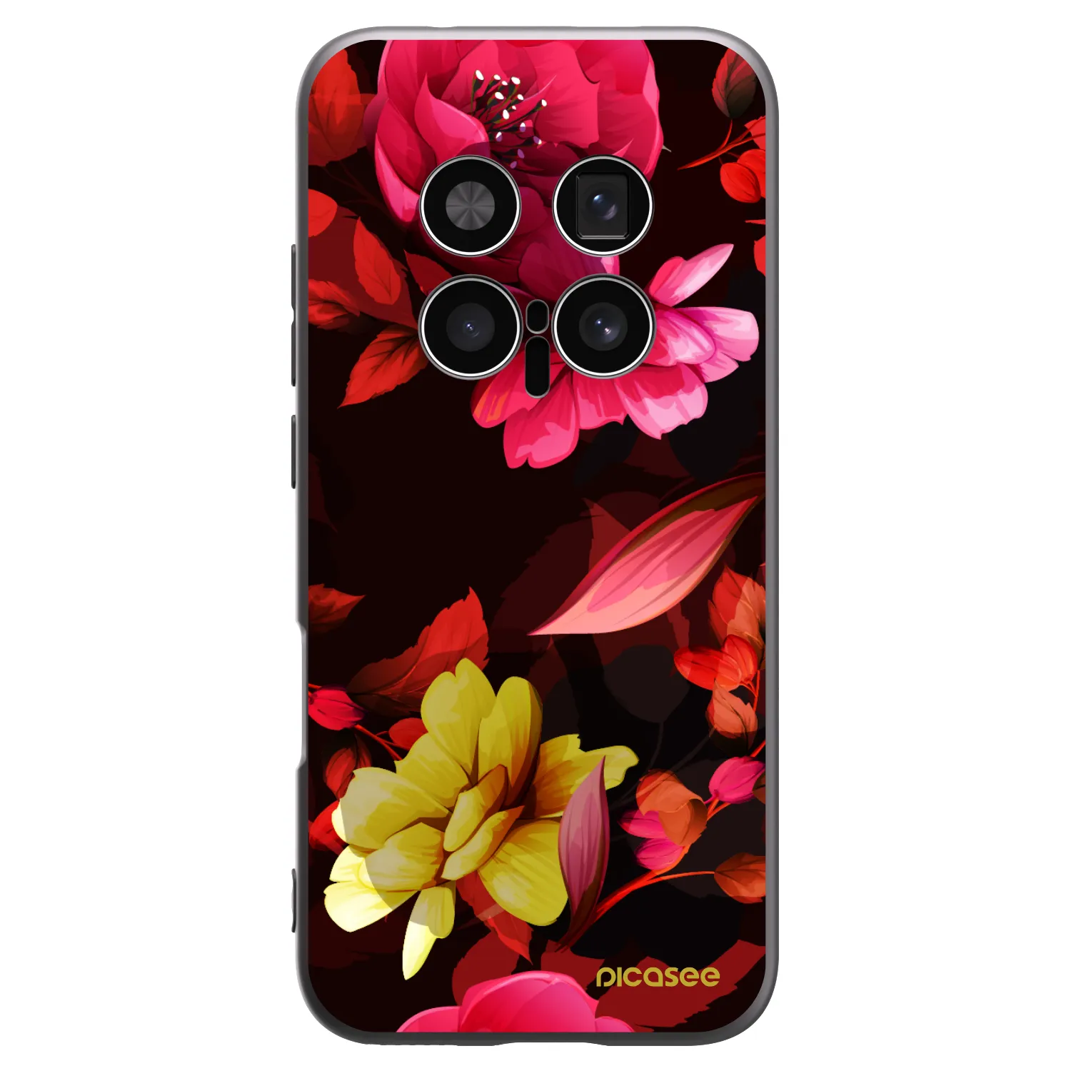 Picasee Μαύρη θήκη σιλικόνης για Honor Magic8 Pro 5G - Dark Peonny