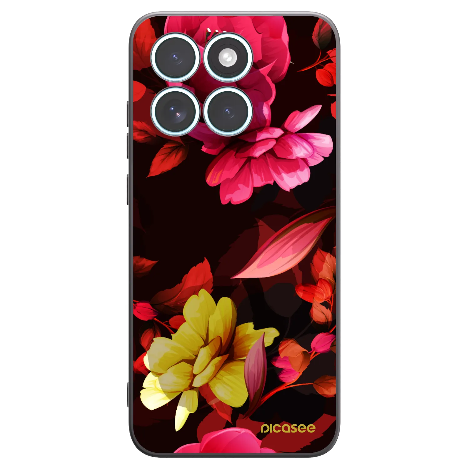 Picasee Μαύρη θήκη σιλικόνης για Motorola Edge 70 Fusion - Dark Peonny
