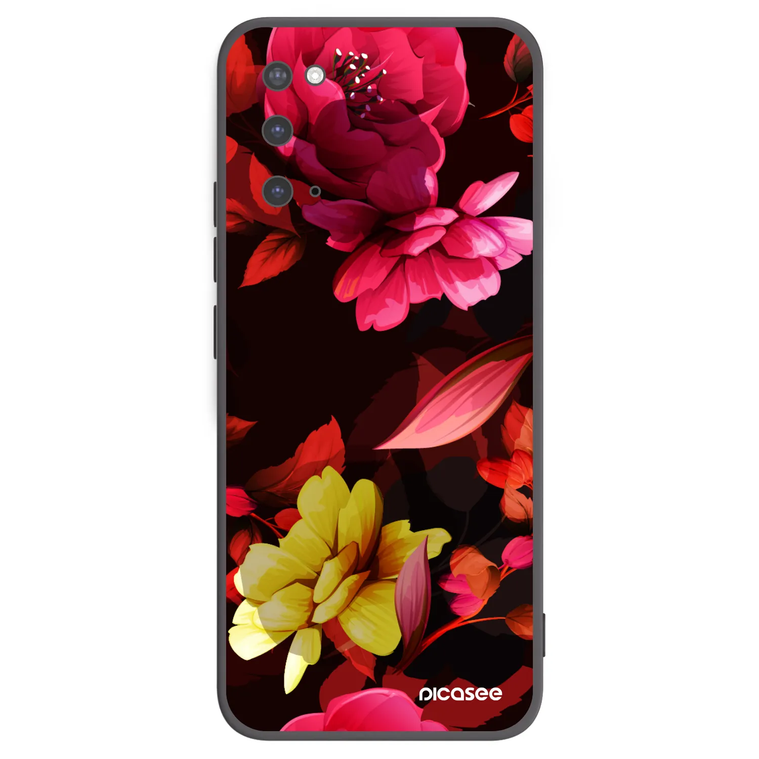 Picasee Μαύρη θήκη σιλικόνης για Samsung Galaxy S20 G980F - Dark Peonny