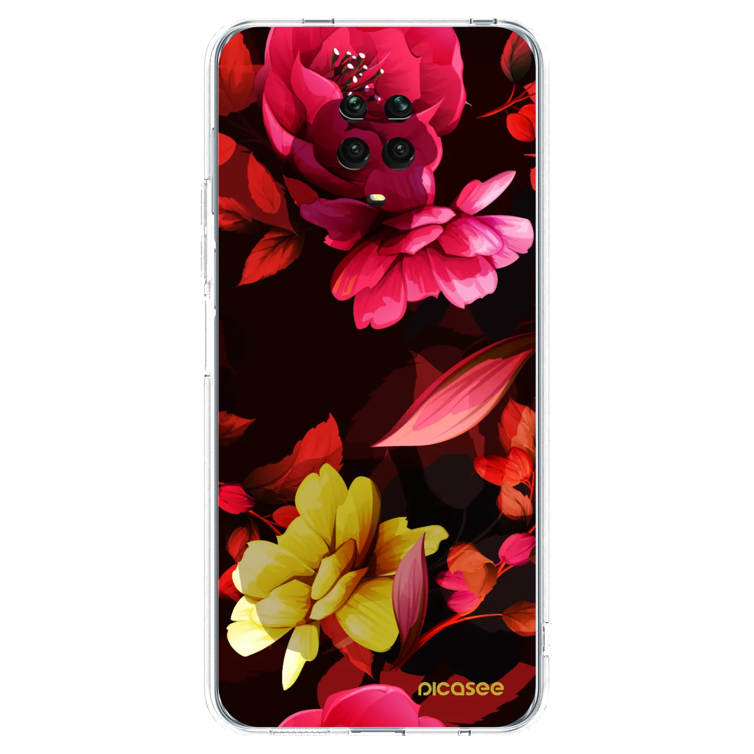 Picasee διαφανής θήκη σιλικόνης Xiaomi Redmi Note 9 Pro - Dark Peonny