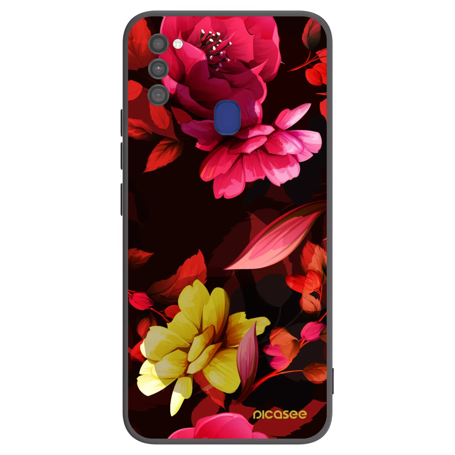Picasee Μαύρη θήκη σιλικόνης για Samsung Galaxy M21 M215F - Dark Peonny