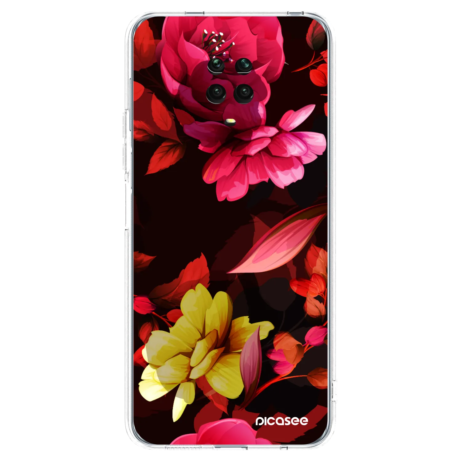 Picasee διαφανής θήκη σιλικόνης Xiaomi Redmi Note 9S - Dark Peonny