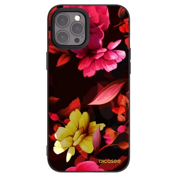 Picasee Μαύρη θήκη σιλικόνης για Apple iPhone 12 Pro Max - Dark Peonny