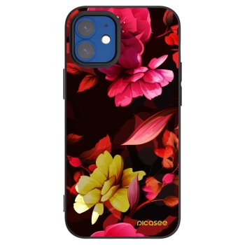 Picasee Μαύρη θήκη σιλικόνης για Apple iPhone 12 mini - Dark Peonny