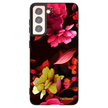 Picasee Μαύρη θήκη σιλικόνης για Samsung Galaxy S21 5G G991B - Dark Peonny