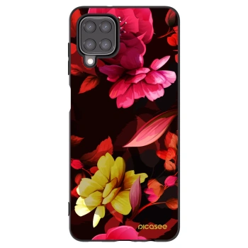Picasee Μαύρη θήκη σιλικόνης για Samsung Galaxy A12 A125F - Dark Peonny