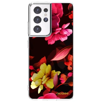 Picasee διαφανής θήκη σιλικόνης Samsung Galaxy S21 Ultra 5G G998B - Dark Peonny