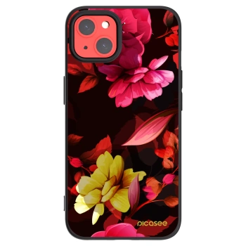 Picasee Μαύρη θήκη σιλικόνης για Apple iPhone 13 - Dark Peonny