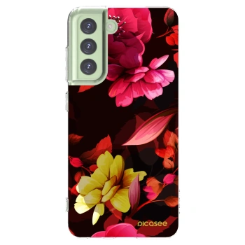 Picasee διαφανής θήκη σιλικόνης Samsung Galaxy S21 FE 5G - Dark Peonny