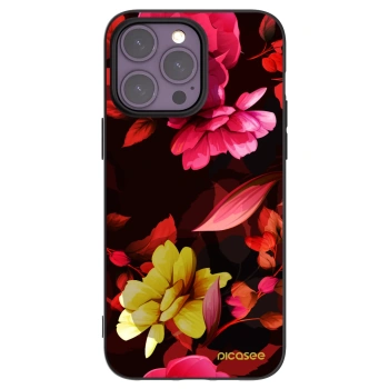 Picasee Μαύρη θήκη σιλικόνης για Apple iPhone 14 Pro Max - Dark Peonny