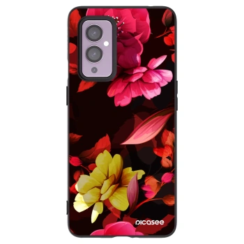 Picasee Μαύρη θήκη σιλικόνης για OnePlus 9 - Dark Peonny