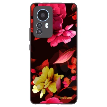 Picasee Μαύρη θήκη σιλικόνης για Xiaomi 12T Pro - Dark Peonny