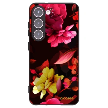 Picasee Μαύρη θήκη σιλικόνης για Samsung Galaxy S23 5G - Dark Peonny