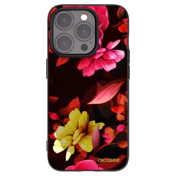 Picasee Μαύρη θήκη σιλικόνης για Apple iPhone 15 Pro - Dark Peonny