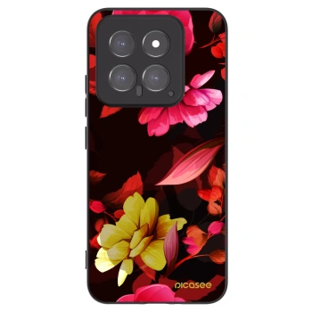 Picasee Μαύρη θήκη σιλικόνης για Xiaomi 14 - Dark Peonny