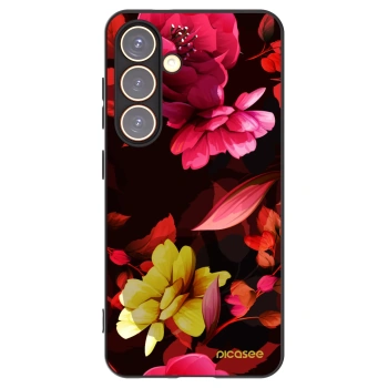 Picasee Μαύρη θήκη σιλικόνης για Samsung Galaxy S24 S921B 5G - Dark Peonny