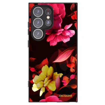 Picasee Μαύρη θήκη σιλικόνης για Samsung Galaxy S24 Ultra S928B 5G - Dark Peonny