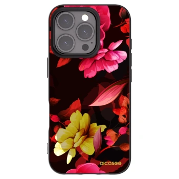 Picasee Μαύρη θήκη σιλικόνης για Apple iPhone 16 Pro - Dark Peonny