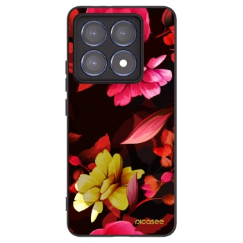 Picasee Μαύρη θήκη σιλικόνης για Xiaomi 14T Pro - Dark Peonny