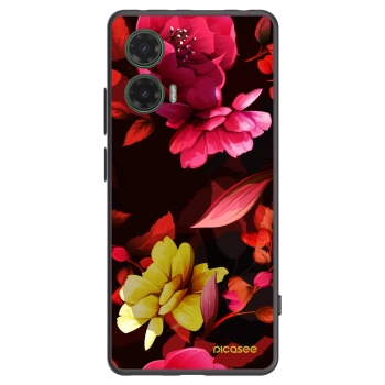 Picasee Μαύρη θήκη σιλικόνης για Motorola Moto G35 5G - Dark Peonny
