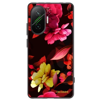 Picasee Μαύρη θήκη σιλικόνης για Xiaomi Poco F7 5G - Dark Peonny